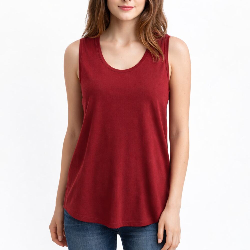 Soft Surroundings Veronica Ribbed Scoop Neck Tank 1X New w/o Tag Brick Red